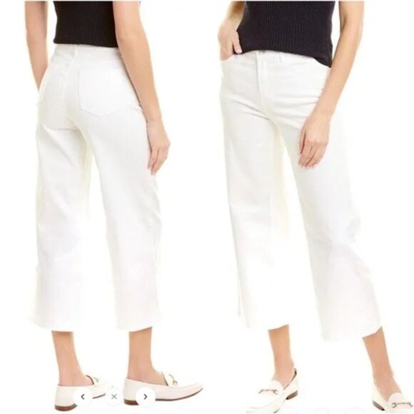 J. McLaughlin White Wide Leg Crop Charter Jeans Size 14 - Picture 1 of 1